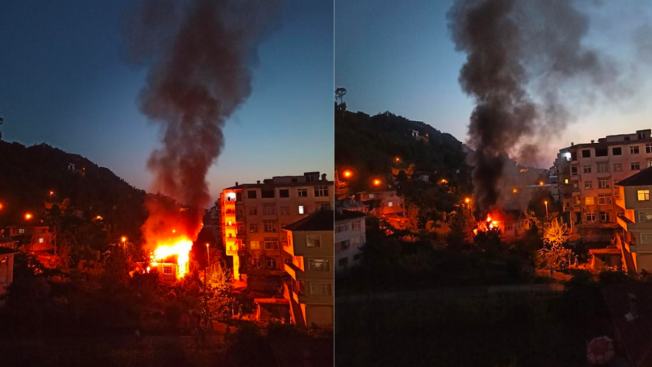 Rize’de İki Katlı Binanın Çatısında Yangın Çıktı 