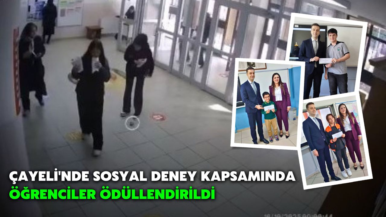 Çayeli'nde Sosyal Deney Kapsamında Öğrenciler Ödüllendirildi
