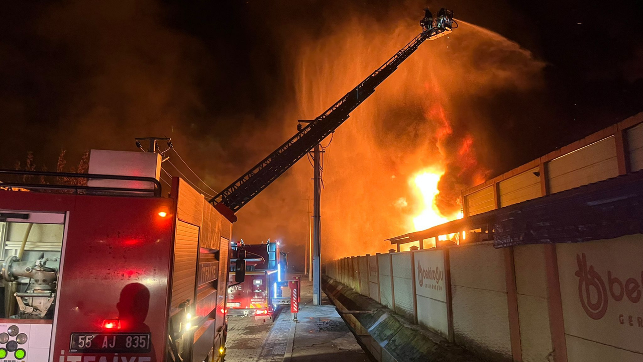 Samsun'da Geri Dönüşüm Fabrikasında Yangın