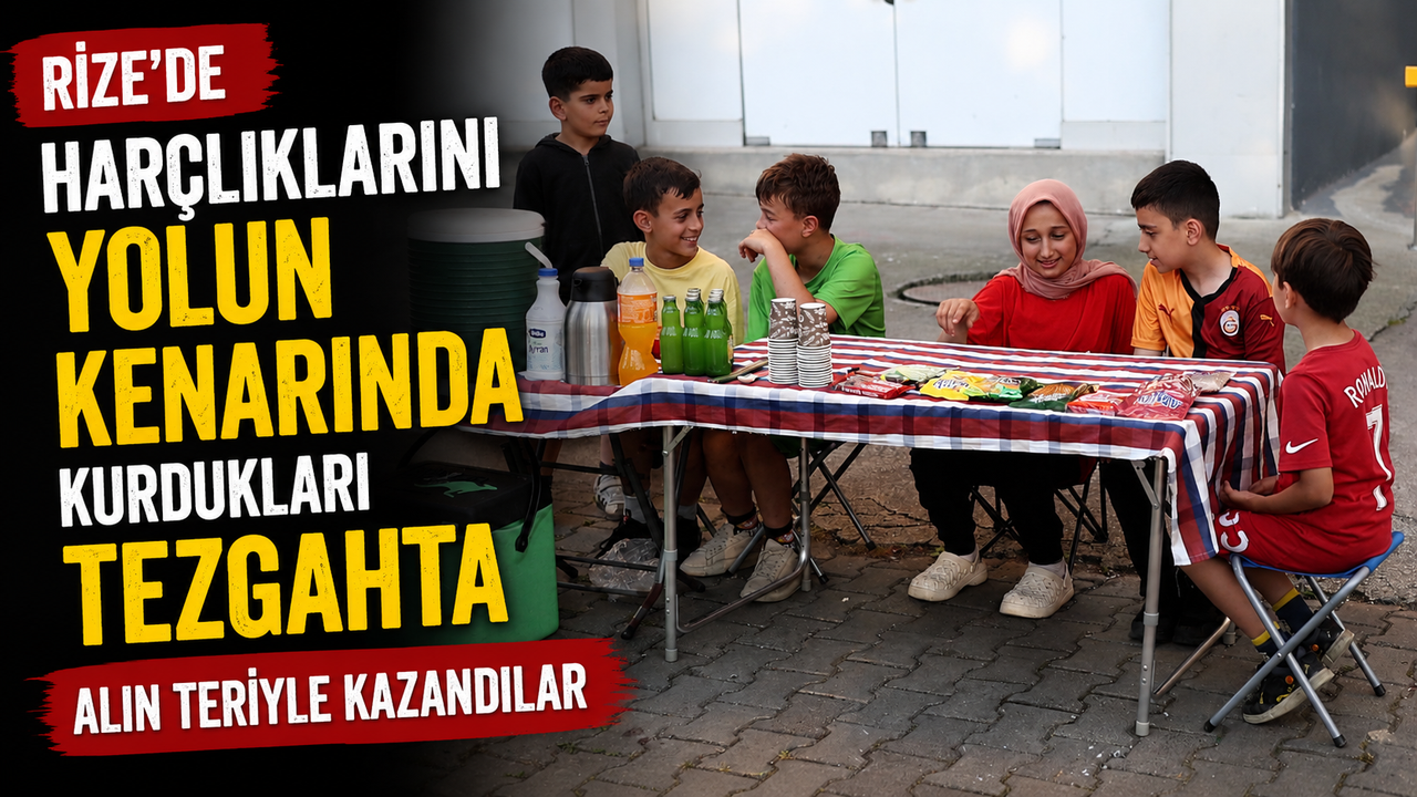 Rize'de Harçlıklarını Yolun Kenarında Kurdukları Tezgahta Al