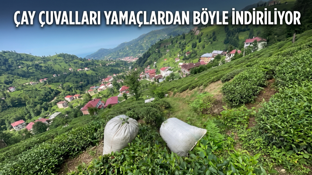 Çay Çuvalları Yamaçlardan Böyle İndiriliyor