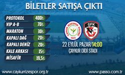 Ç.Rizespor - Gazişehir Maçı Biletleri Satışa Çıktı