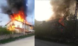Yangında Müstakil Ev Tamamen Yandı