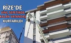 Arıza Yapan Vincin Sepetinde Kalan Vatandaşı İtfaiye Merdiveni Kurtardı