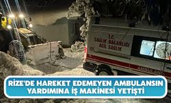 Rize'de Hareket Edemeyen Ambulansın Yardımına İş Makinesi Yetişti