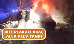 Rize Plakalı Araç Alev Alev Yandı