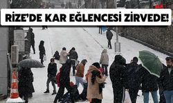 Rize’de Kar Eğlencesi Zirvede! Gençler Yolları Kayak Pistine Çevirdi