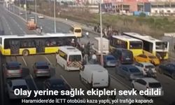 Haramidere’de İETT Otobüsü Kaza Yaptı, Yol Trafiğe Kapandı