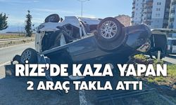 Rize’de Kaza Yapan 2 Araç Takla Attı; O Anlar Güvenlik Kamerasına Yansıdı