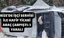 Rize'de İşçi Servisi İle Hafif Ticari Araç Çarpıştı: 3 Yaralı