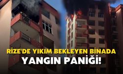 Rize'de Yıkım Bekleyen Binada Yangın Paniği