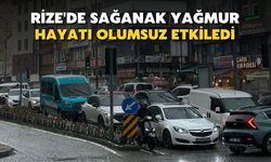 Rize'de sağanak yağmur hayatı olumsuz etkiledi
