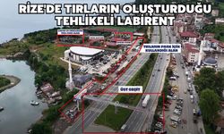Rize'de Tırların Oluşturduğu Tehlikeli Labirent
