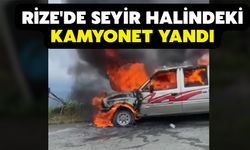 Rize'de Seyir Halindeki Kamyonet Yandı
