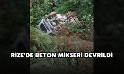 Rize’de Beton Mikseri Devrildi: Şans Eseri Can Kaybı Yok