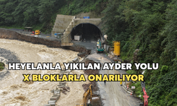Heyelanla Yıkılan Ayder Yolu X Bloklarla Onarılıyor