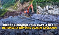 Rize'deki sel ve heyelanlar sonrası 4 gündür yolu kapalı olan Deremezra Köyü'ne ulaşım sağlandı