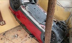 Fren yerine gaza basan sürücü bahçeye uçtu