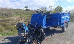 Tarım Aracı İle Motosiklet Kafa Kafaya Çarpıştı: 2 Yaralı