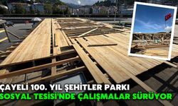 Çayeli 100. Yıl Şehitler Parkı Sosyal Tesisi'nde Çalışmalar Sürüyor