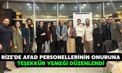 Rize'de AFAD Personellerinin Onuruna Teşekkür Yemeği Düzenlendi