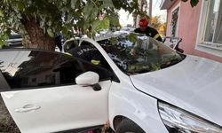 Denizli’de Yoldan Çıkan Otomobil Önce Ağaca Sonra Eve Çarptı