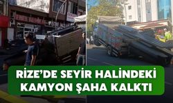 Rize’de Seyir Halindeki Kamyon Şaha Kalktı