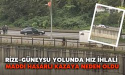 Rize–Güneysu Yolunda Hız İhlali Maddi Hasarlı Kazaya Neden Oldu