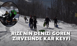 Rize'nin Denizi Gören Zirvesinde Kar Keyfi