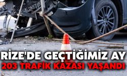 Rize'de Geçtiğimiz Ay 203 Trafik Kazası Yaşandı