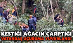 Kestiği Ağacın Çarptığı Vatandaş Uçuruma Yuvarlandı