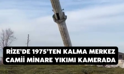 Rize'de Yenisi Yapılınca Eski Caminin Minaresi Kontrollü Bir Şekilde Yıkıldı