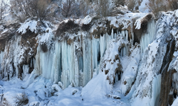 Erzincan’da Doğa Dondu, Girlevik Şelalesi Buz Kesti