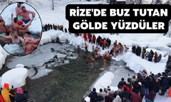 Rize'de Buz Tutan Gölde Yüzdüler