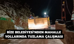 Rize Belediyesi’nden Mahalle Yollarında Tuzlama Çalışması