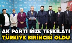 AK Parti Rize Teşkilatı Türkiye Birincisi Oldu