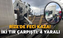 Rize'de Arıza Yaptığı İçin Park Halinde Olan Tıra Başka Bir Tır Çarptı: 1'i Ağır 4 Yaralı