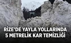 Rize’de Yayla Yollarında 5 Metrelik Kar Temizliği