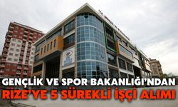 Gençlik ve Spor Bakanlığı’ndan Rize’ye 5 Sürekli İşçi Alımı