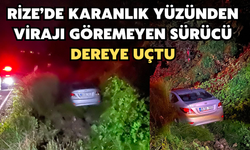 Rize'de Karanlıkta Virajı Göremeyen Sürücü Dereye Uçtu