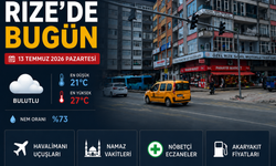 RİZE'de 13 Temmuz 2026
