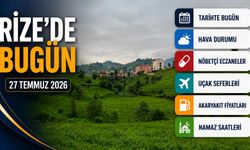 Rize'de 27 Temmuz 2026