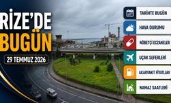 Rize'de 29 Temmuz 2026