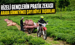 Rizeli Gençlerin Pratik Zekası: Araba Girmeyince Motosikletle Çay Taşıdılar
