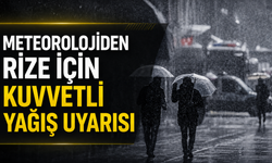 Meteorolojiden Rize İçin Kuvvetli Yağış Uyarısı