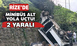 Rize'de Devrilen Araç Alt Yola Düştü: 2 Yaralı
