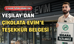 3 Yıldır Tütün Ürünü Yok: Yeşilay’dan Çikolata Evim’e Teşekkür Belgesi