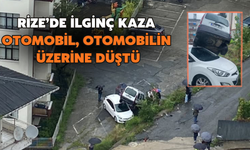 Rize'de Otomobil Park Halindeki Aracın Üzerine Düştü