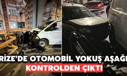Rize'de Otomobil Yokuş Aşağı Kontrolden Çıktı