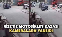 Rize’de Otomobile Çarpan Motosiklet Sürücüsü Savruldu